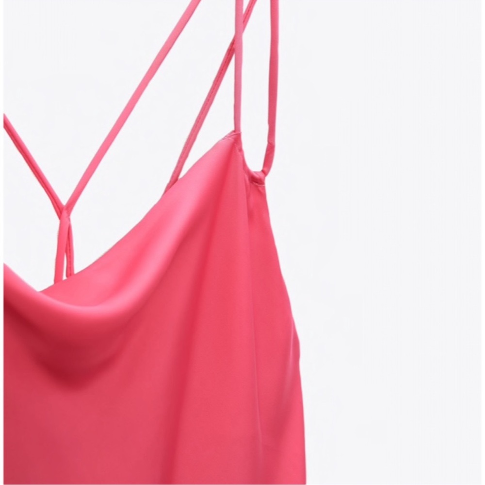 ZARA Pink SATIN LINGERIE STYLE DRESS NWT - Picture 5 of 7